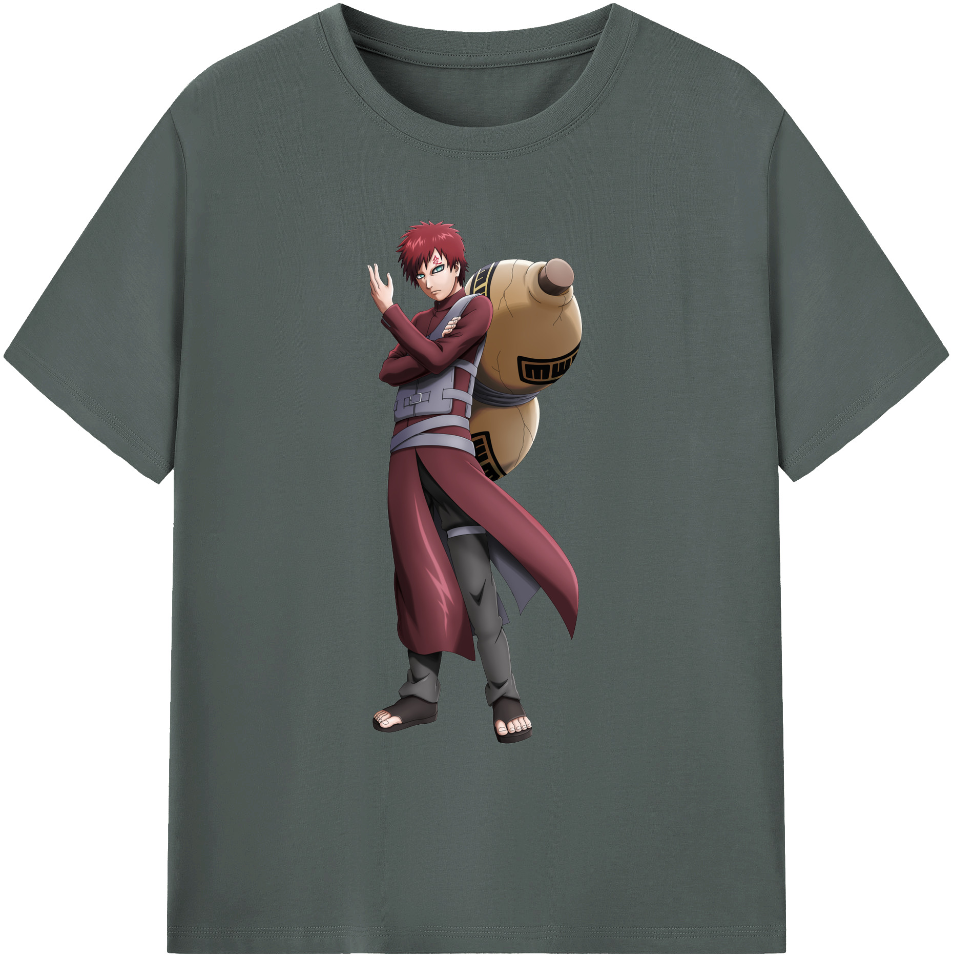 （画像用） NARUTO -ナルト- ガアラ Gaara 綿100％ メンズ半袖Tシャツ｜肌触りやわらか＆通気性